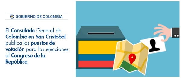 El Consulado General de Colombia en San Cristóbal publica los puestos de votación para las elecciones al Congreso de la República